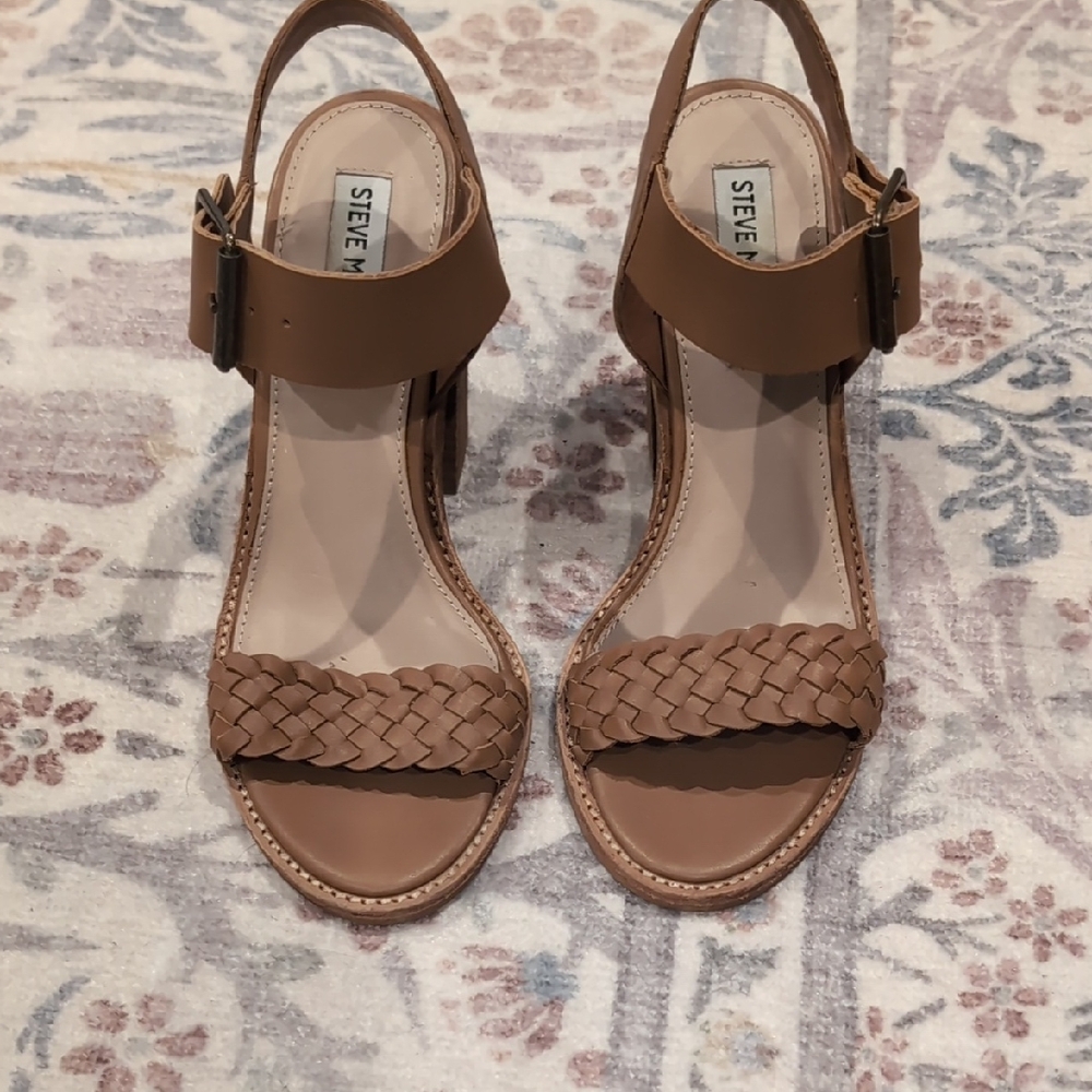 Steve Madden Cadence Cognac Leather High Heel Sandals